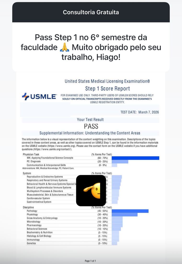 Aprovação no Step 1 no sexto semestre da faculdade