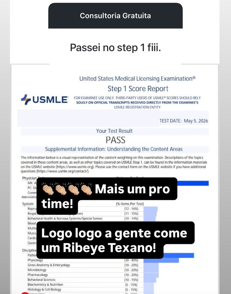 Aprovação no Step 1 com score report