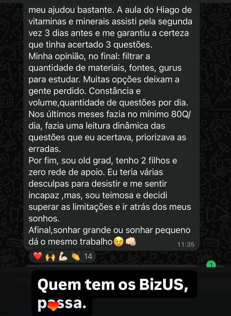 Mensagem de médica old grad com dois filhos que passou no Step 1